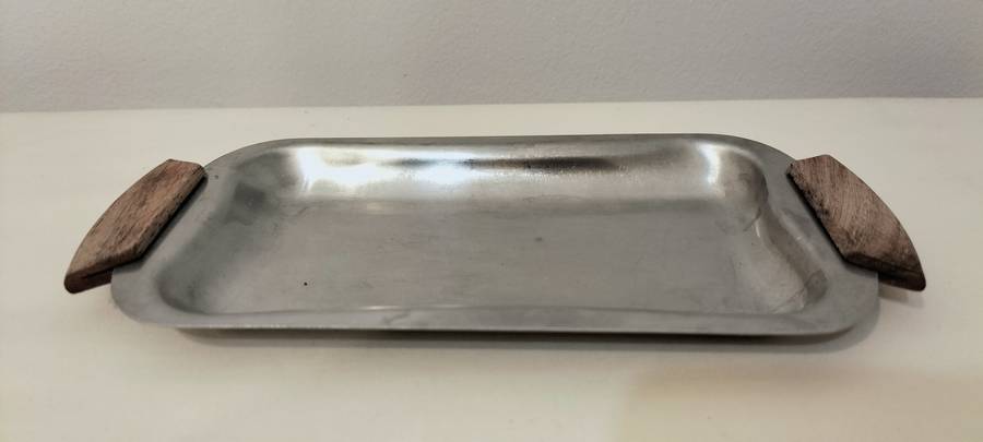 Stainless Steel Butter Dish with Wooden Handles