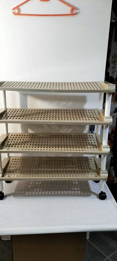 4 Tier Plastic Storage Unit on Wheels