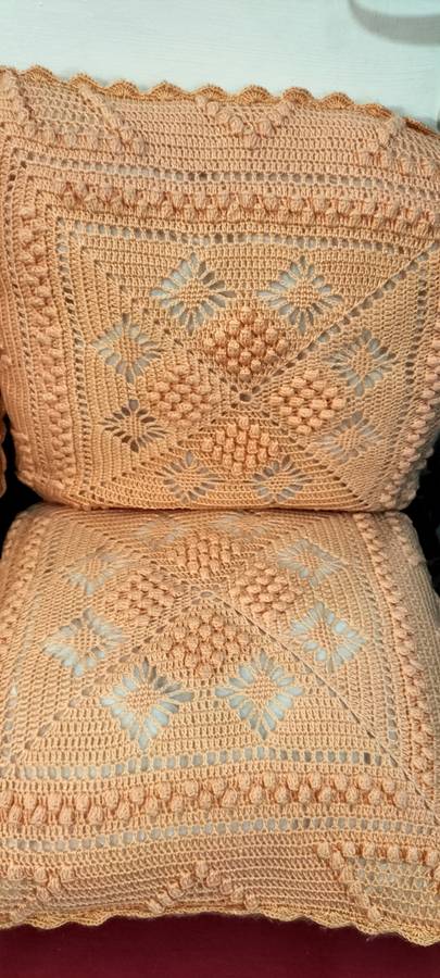 Set of 4 Absolutely Magnificent Vintage Crochet Cushion Covers with Inners