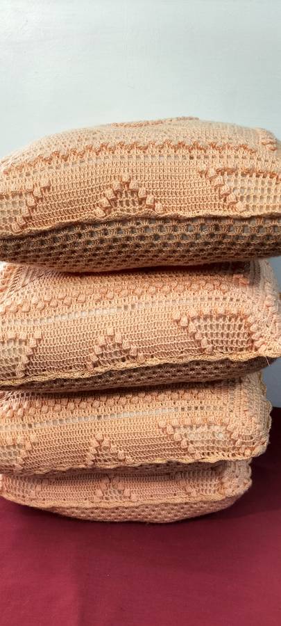 Set of 4 Absolutely Magnificent Vintage Crochet Cushion Covers with Inners
