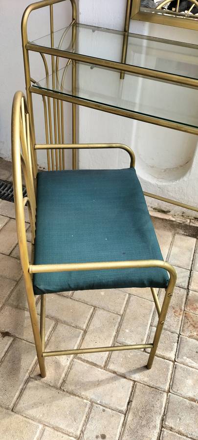 Magnificent Metal And Glass 2 Tier Girl's Dresser With Swivel Mirror And Chair