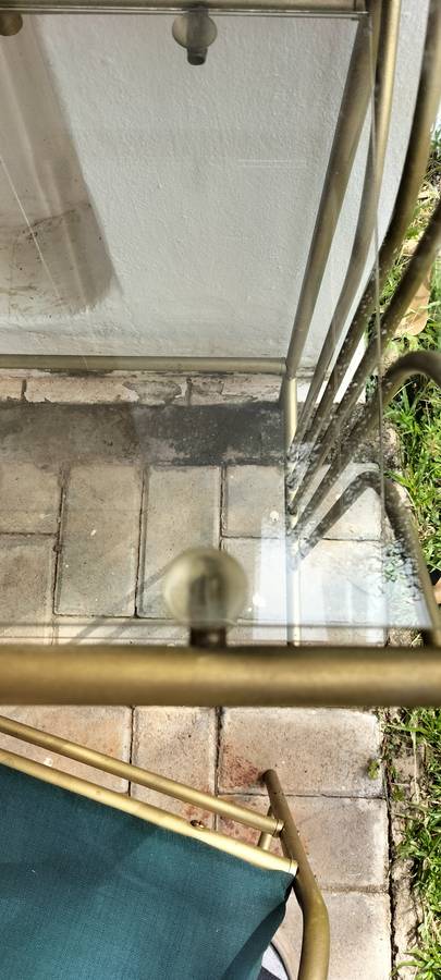 Magnificent Metal And Glass 2 Tier Girl's Dresser With Swivel Mirror And Chair