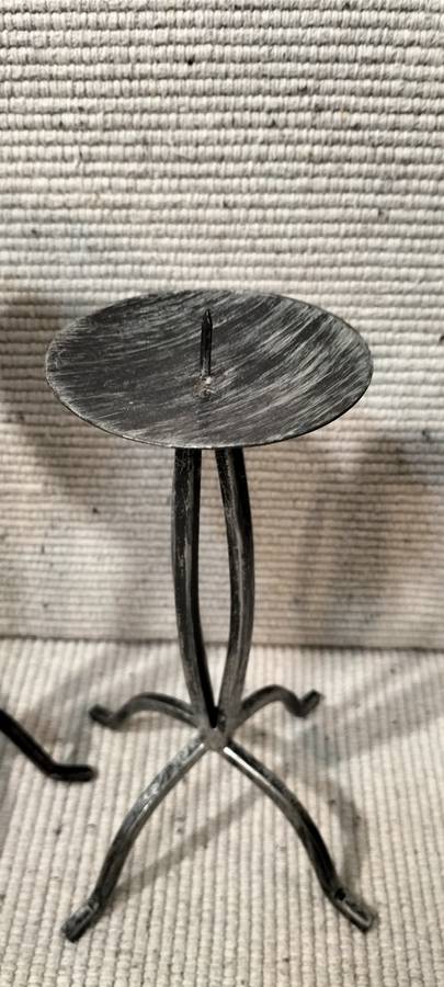 A Superb Pair of Wrought Iron Candle Holders