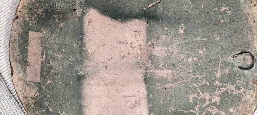 A Magnificent Aztec Theme Green and Gold Cement Aged Look Wall Hanging (nr4)