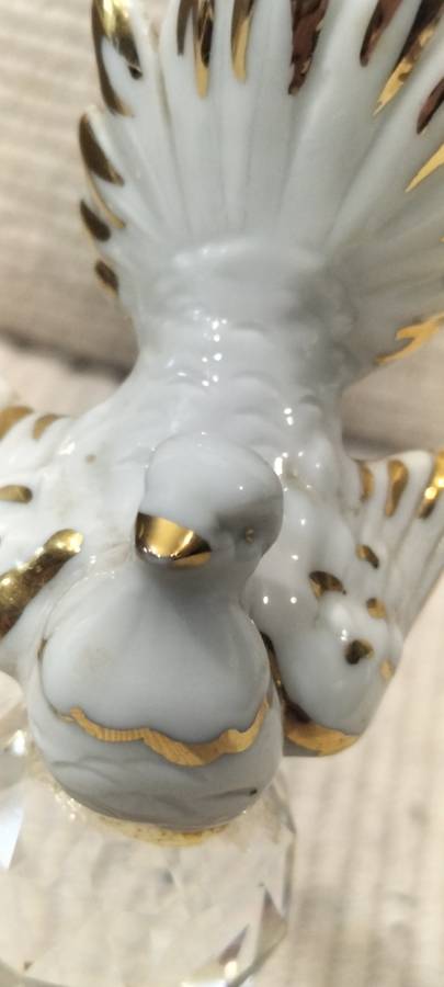 A Magnificent Genuine Swarovski Crystal with Gilded Capodimonte Porcelain Dove