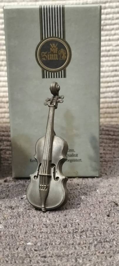 Magnificent Genuine WMF German Pewter Violin in Original Box