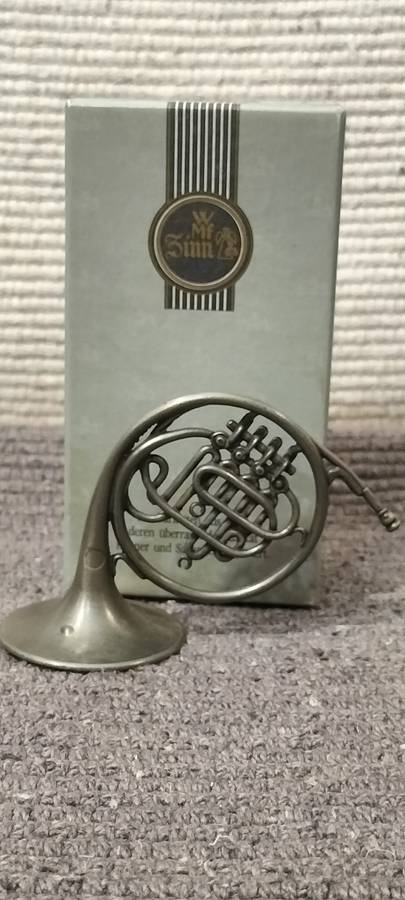 Magnificent Genuine WMF German Pewter French Horn in Original Box