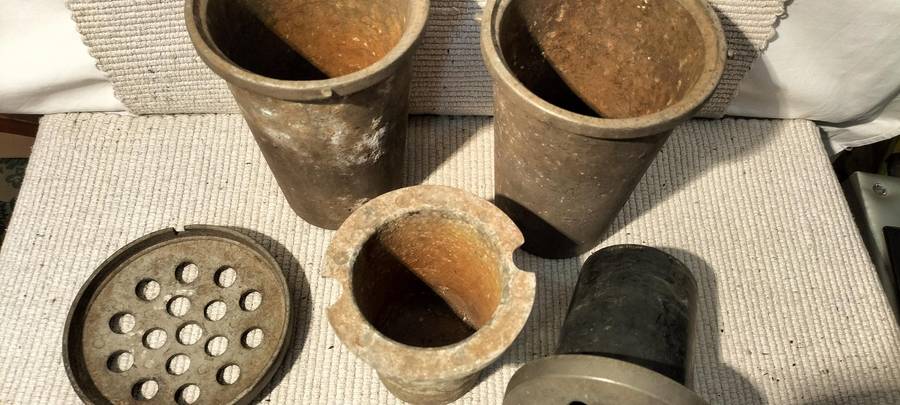 Set of 3 Very Old Metal Flower Vases (For a Grave)