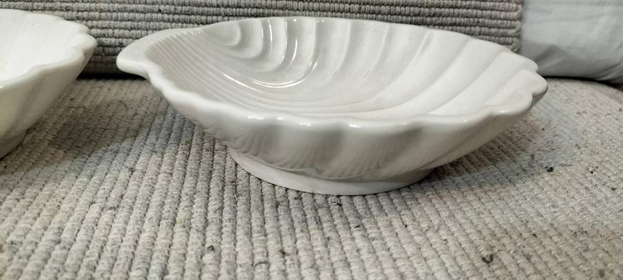 A Magnificent Pair of Glazed Oven Proof Shell Serving Dishes