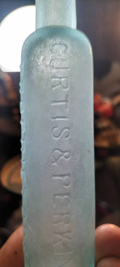 165 Years Old Extremely Rare 1860 Curtis & Perkins Proprietors Soothing Syrup Bottle