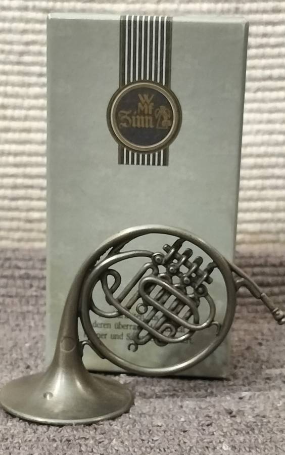Magnificent Genuine WMF German Pewter French Horn in Original Box