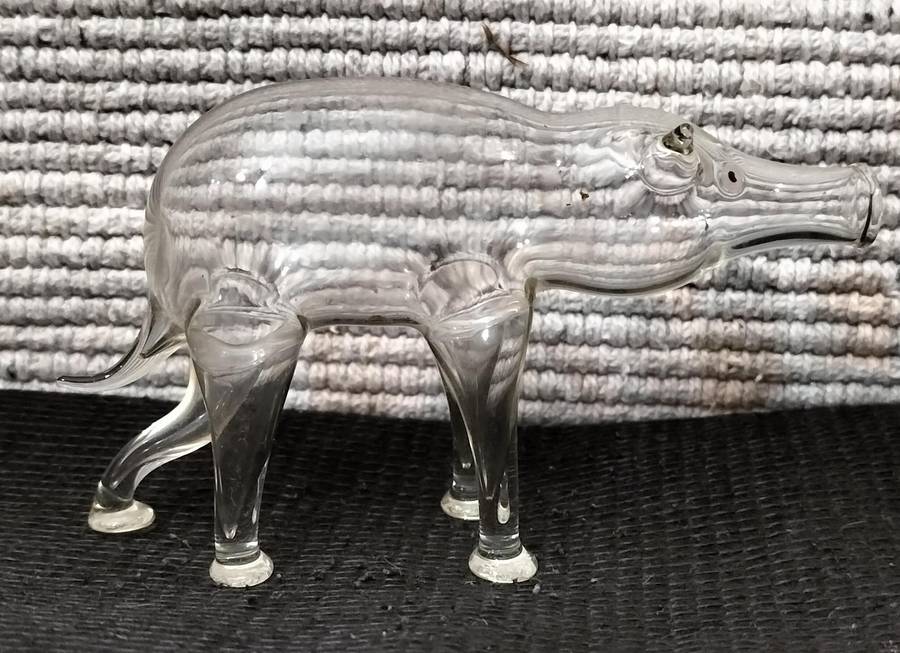 Extremely Rare and Delicate Bolls Hand Blown Elephant Brandy Holder/Decanter