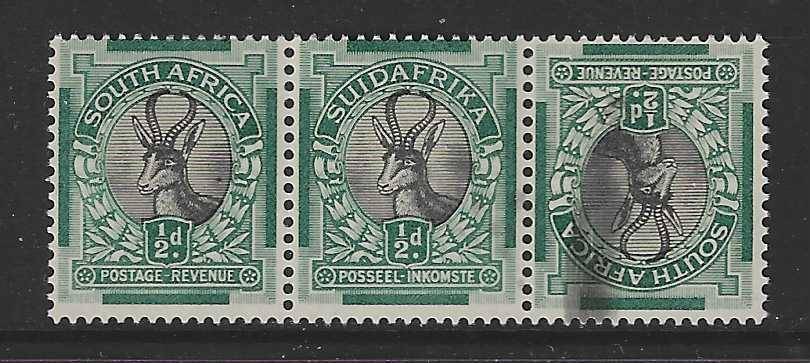 1930's Union Roto TETE-BECHE strip with rare cylinder flaw - MNH