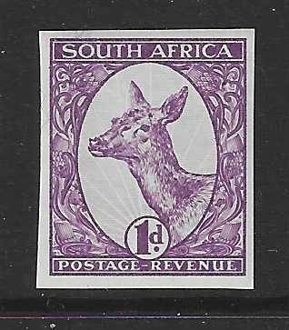 Union: 1929 Imperforate Booysen essay  in mauve. Superb MNH.  See below.