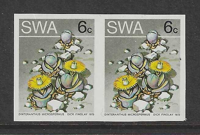 SWA 1973 Succulents IMPERF PROOF 6c pair. Superb MNH.