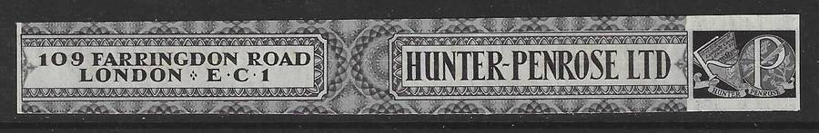 Union 1929 Rare Hunter Penrose Darmstadt trial black label, un-gummed, NH unused. See below.