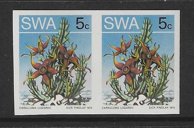 SWA 1973 Succulents IMPERF PROOF 5c pair. Superb MNH.