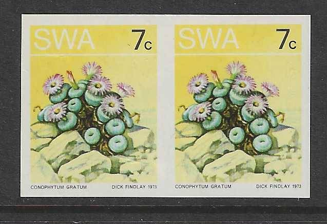 SWA 1973 Succulents IMPERF PROOF 7c pair. Superb MNH.