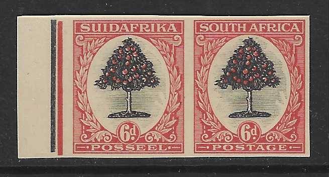 Union 1926 London Imperf 6d grey and orange-red Plate Proof pair. Rare.