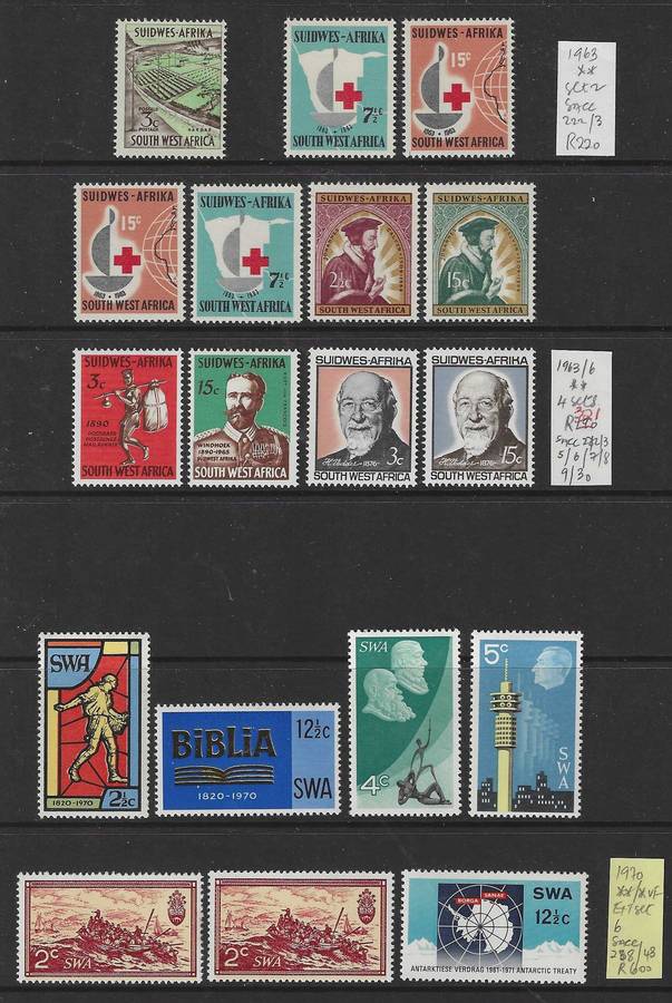 SWA 1960/70 Eleven sets superb MNH. R 3,500.