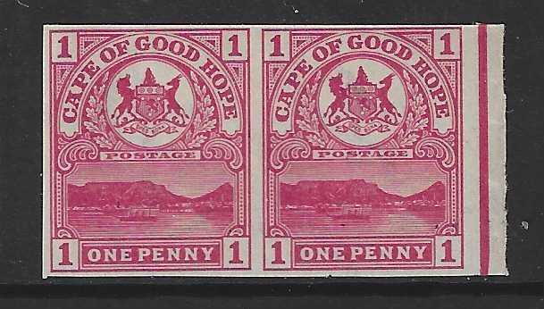 Cape 1900 Table Mountain 1d Carmine Imperf Proof pair superb MNH.