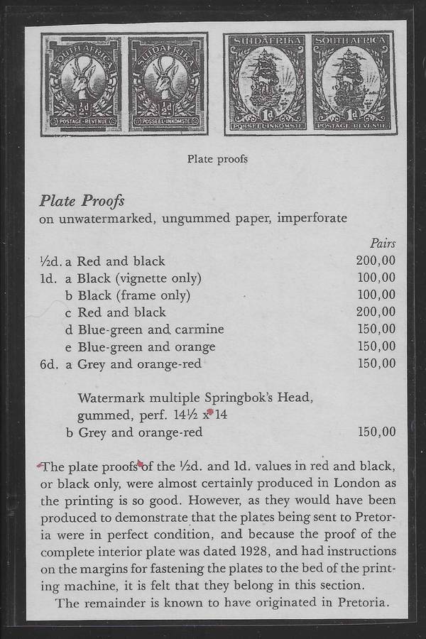Union 1926 London Imperf 1d red and black Plate Proof pair. Rare.