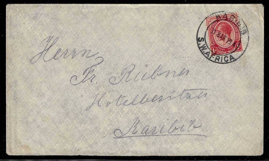 1919 Scarce SWA "KARIBIB" forerunner with Union Kings head.