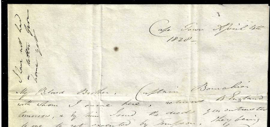 Cape 1828 Rare Cape Town/Hastings/London/Daventry `INDIA LETTER - HASTINGS` ship letter.