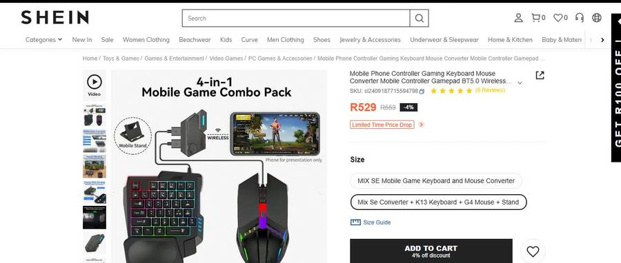WORTH R890 * Gaming Keyboard & Mouse with Converter For Smart Phone