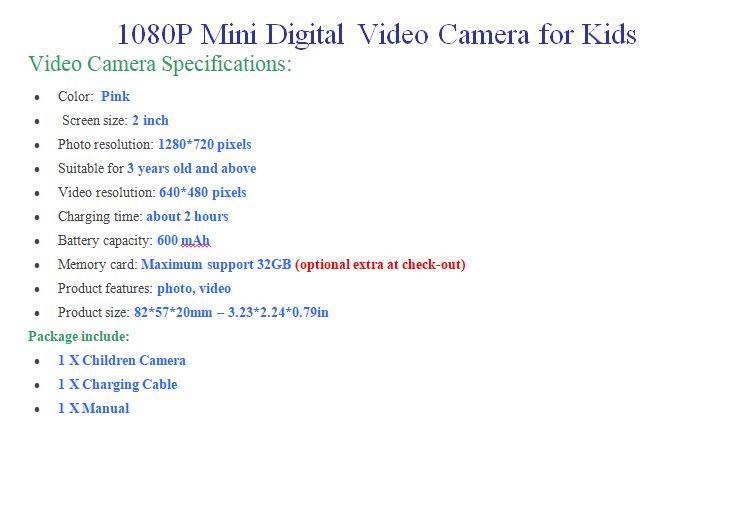 Mini Digital Video Camera for Kids