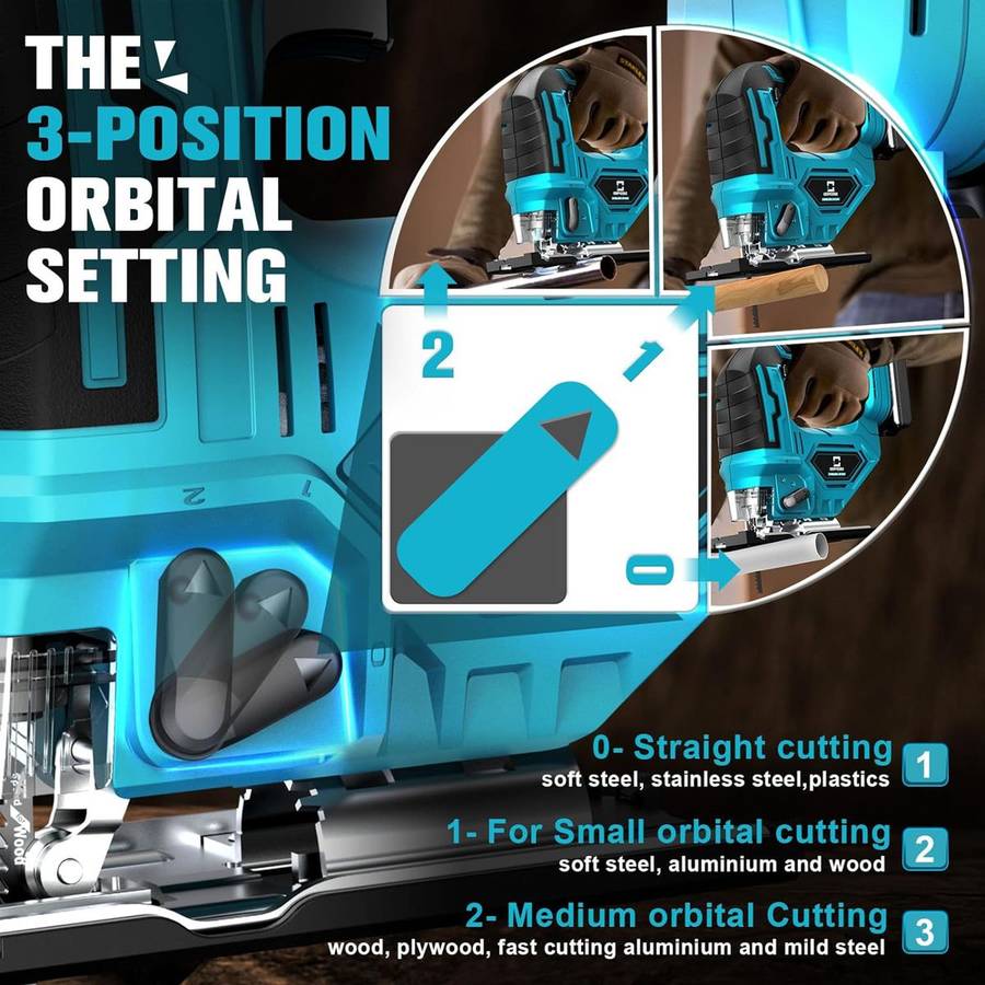 Powerful Brushless Cordless Handheld Jig Saw With Two Lithium Battery