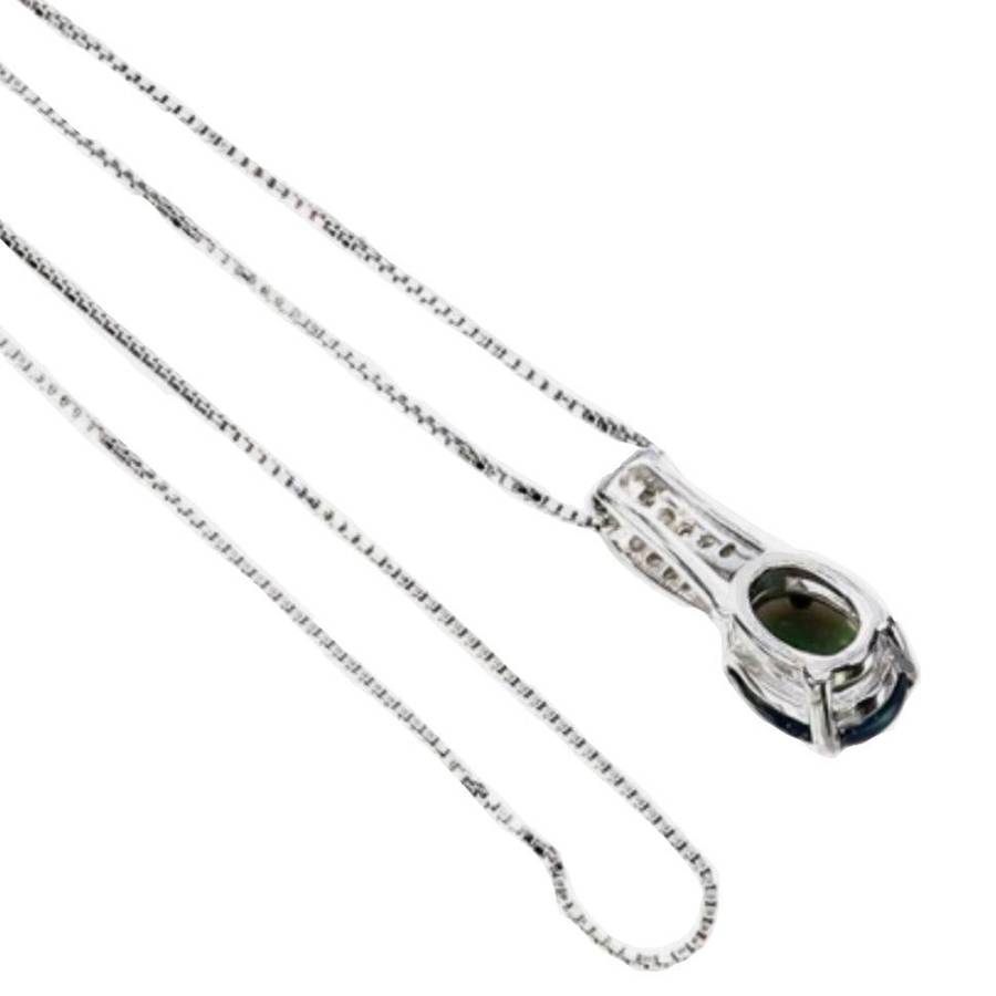 Dainty Natural Rainbow Flash Black Fire Opal Solid.925 Sterling Silver 14K White Gold Necklace