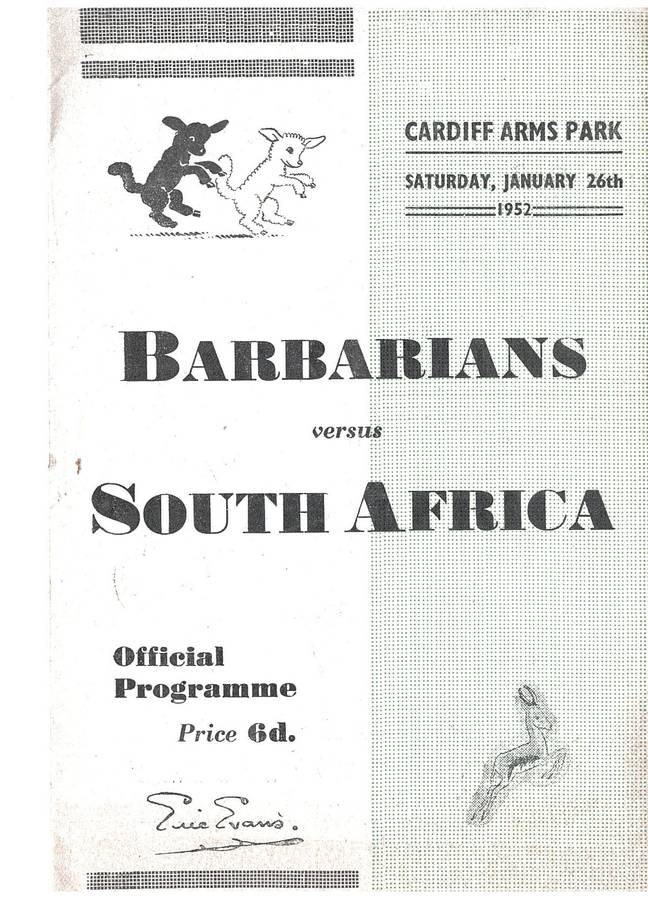 Barbarians vs Springboks 24/01/52 Cardiff