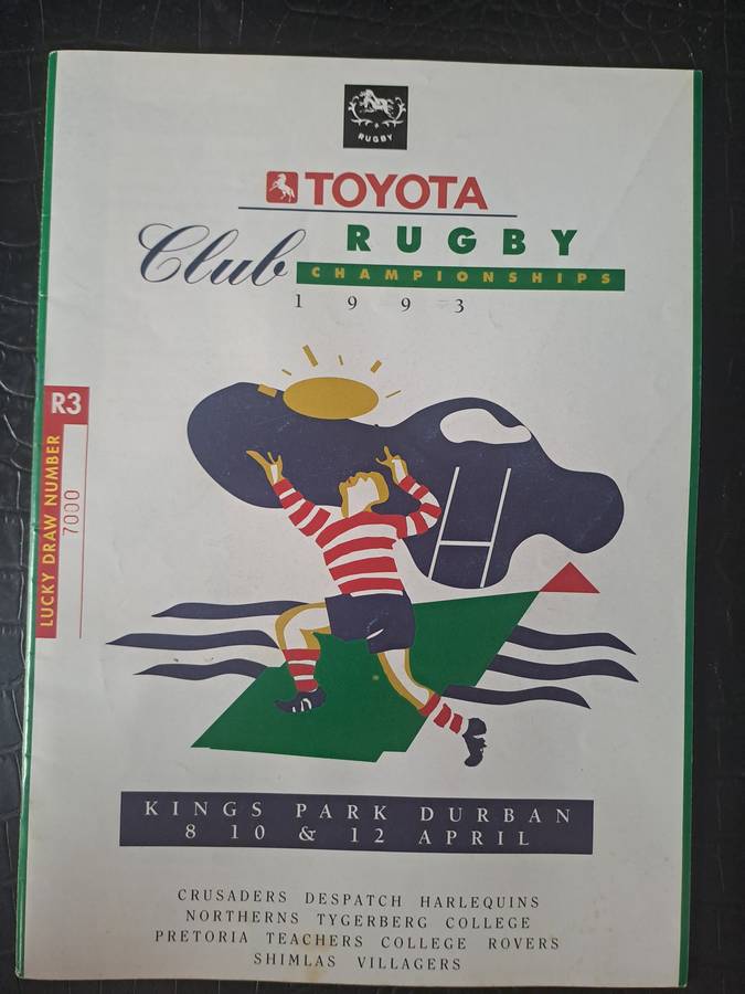 Rugby programme.  Toyota Club Championships 1993 King's Park, Durban