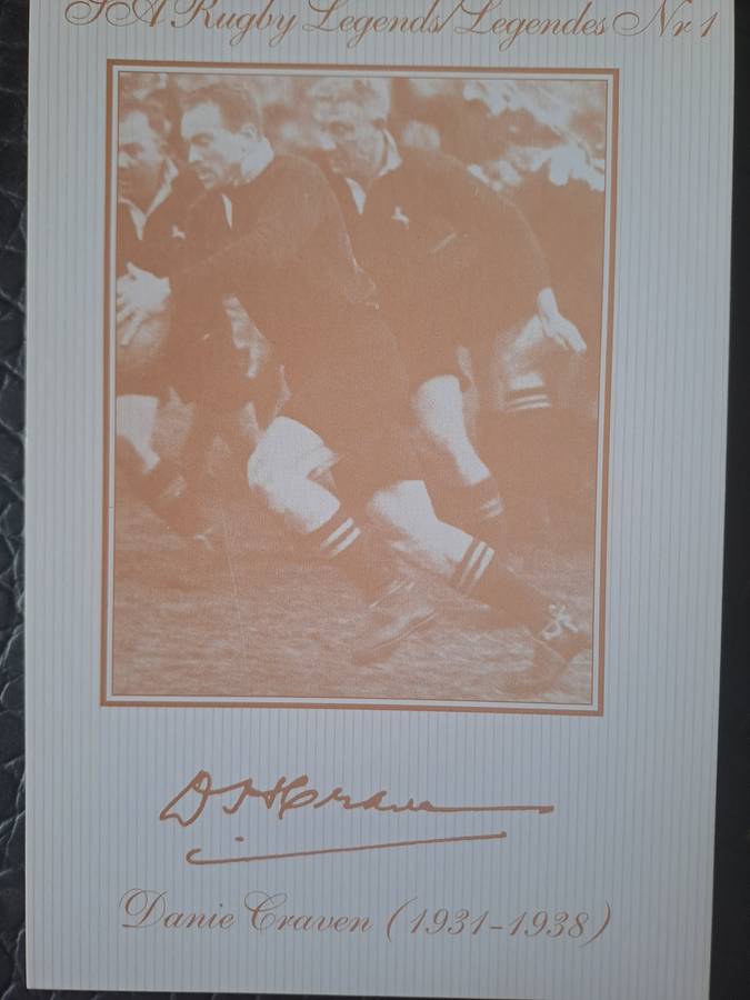 Rugby post cards. Unused. 8 X Springbok legends in sepia. Details: see below