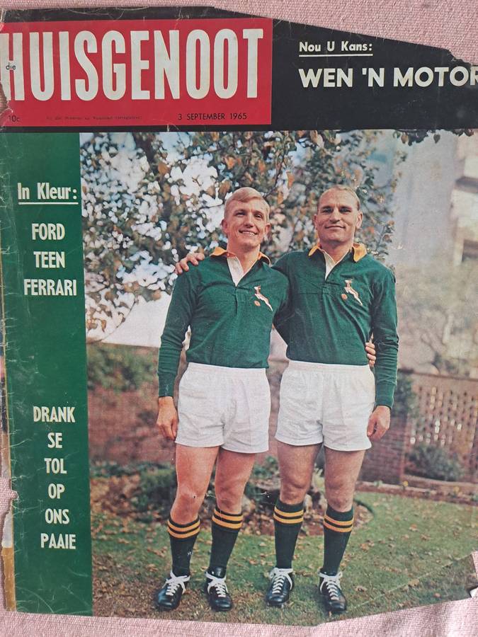 Rugby photo. Original magazine photo Dawie de Villiers & Nelie Smith 1965