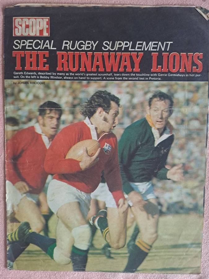 Rugby supplement to "Scope" magazine. SA v British Lions 1974 2nd test 12 pp