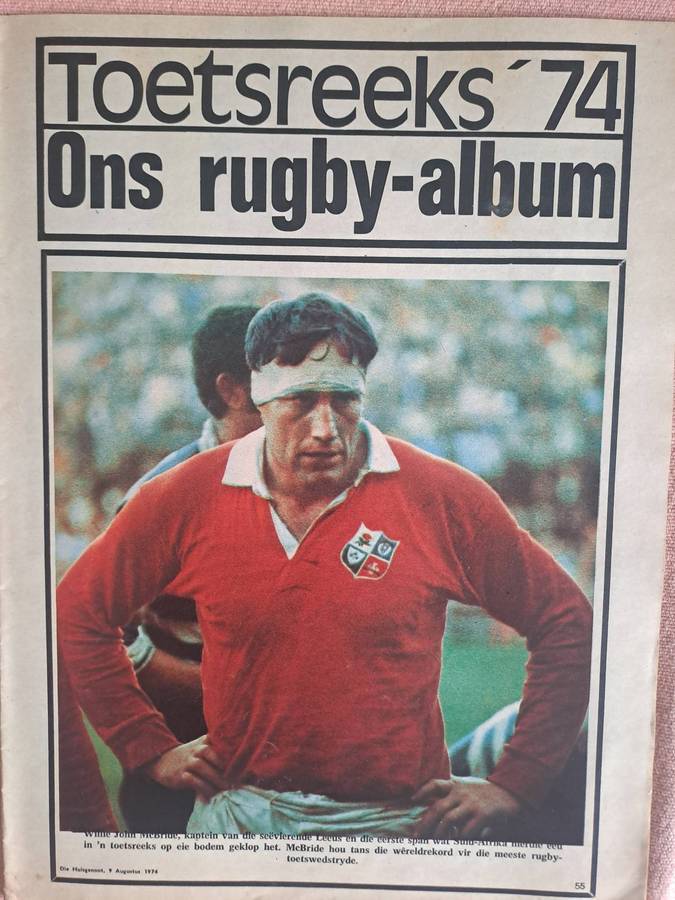 Rugby supplement to "Huisgenoot" magazine. British Lions to SA. Post-tour brochure 1974. 20 pp