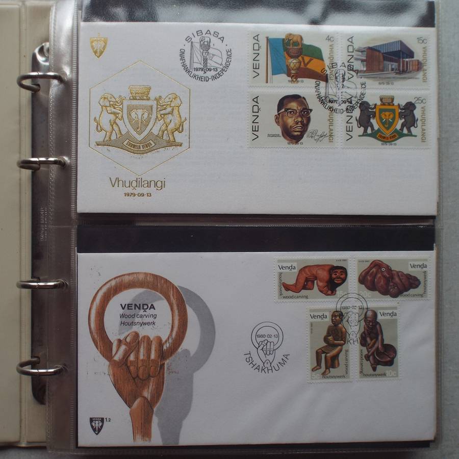FDC Album - 20 Double-sided Album Pages - Includes Venda FDC's, Collectors Cards