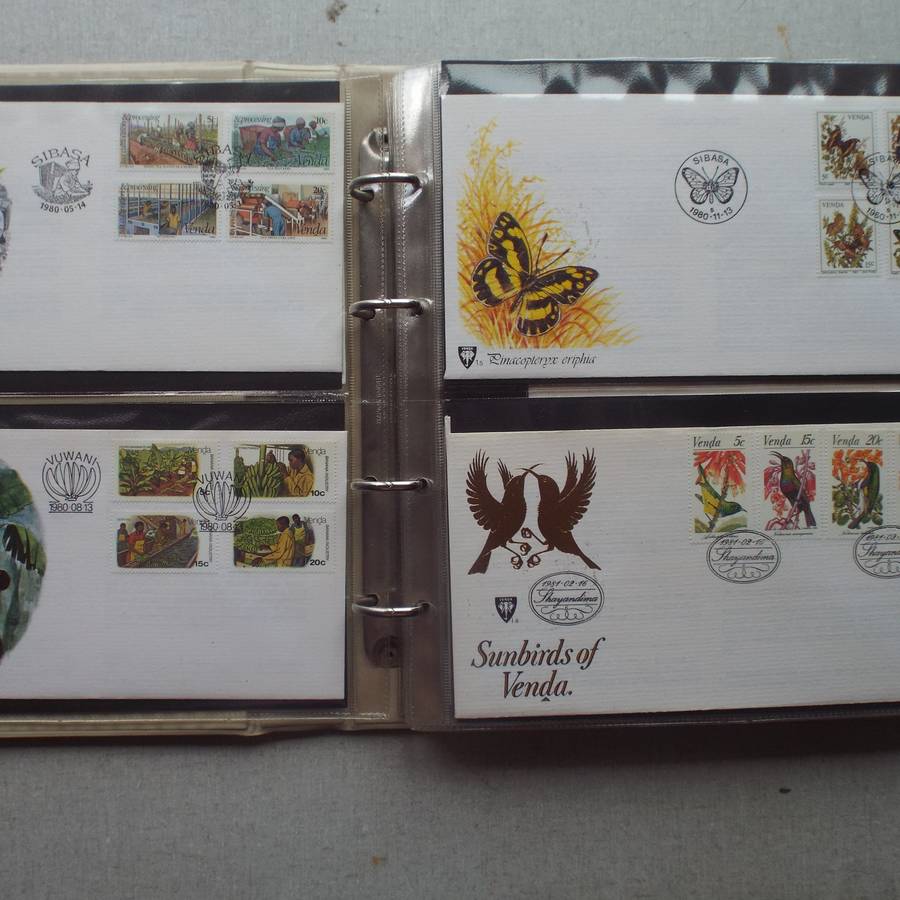 FDC Album - 20 Double-sided Album Pages - Includes Venda FDC's, Collectors Cards
