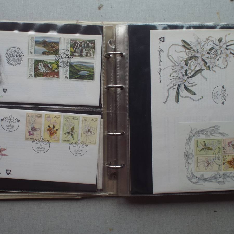 FDC Album - 20 Double-sided Album Pages - Includes Venda FDC's, Collectors Cards
