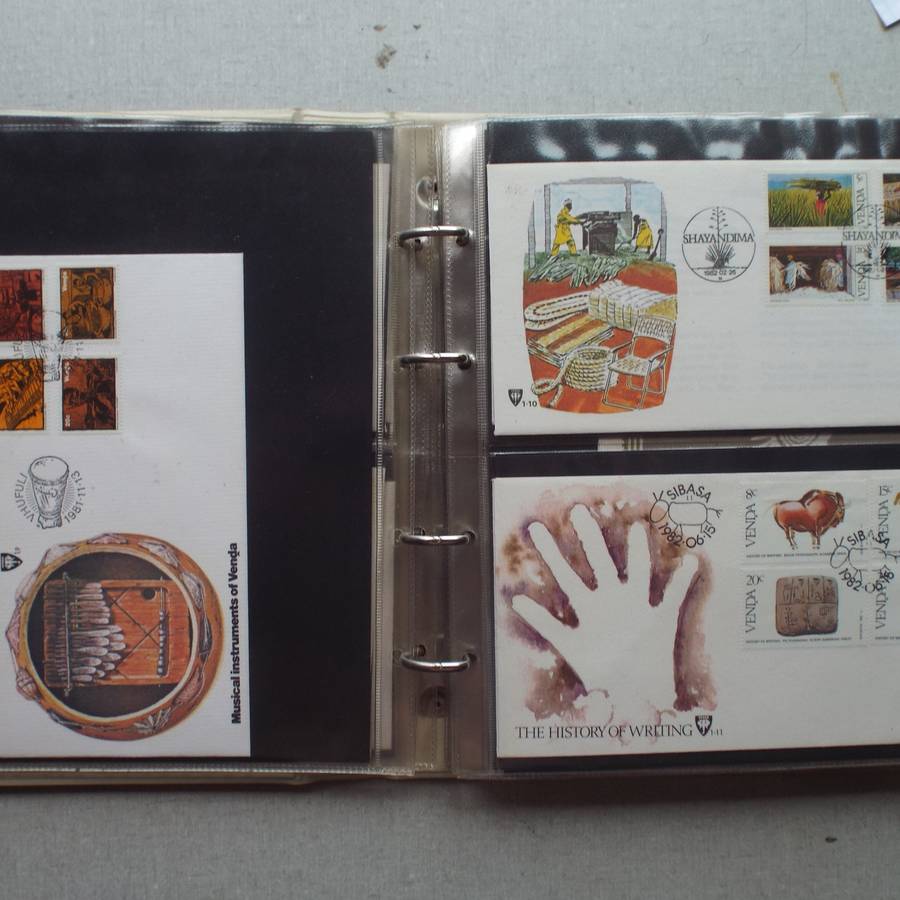 FDC Album - 20 Double-sided Album Pages - Includes Venda FDC's, Collectors Cards