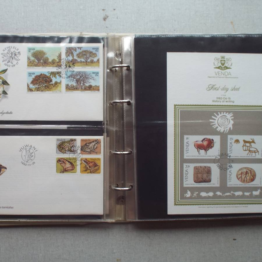 FDC Album - 20 Double-sided Album Pages - Includes Venda FDC's, Collectors Cards