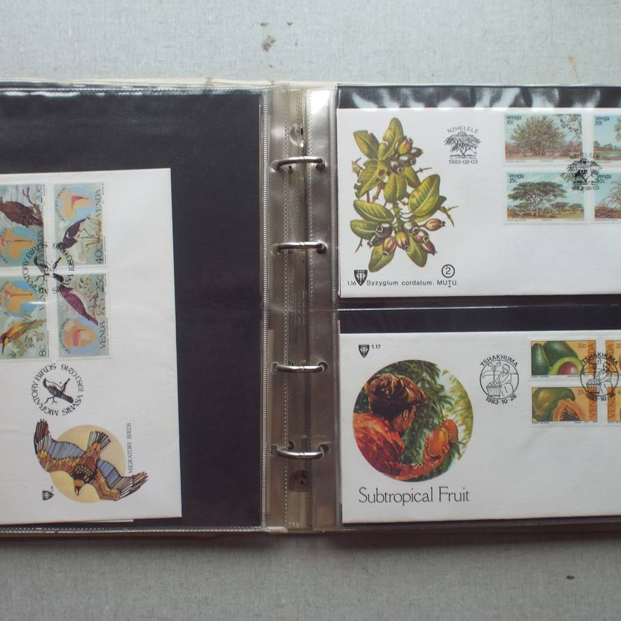 FDC Album - 20 Double-sided Album Pages - Includes Venda FDC's, Collectors Cards