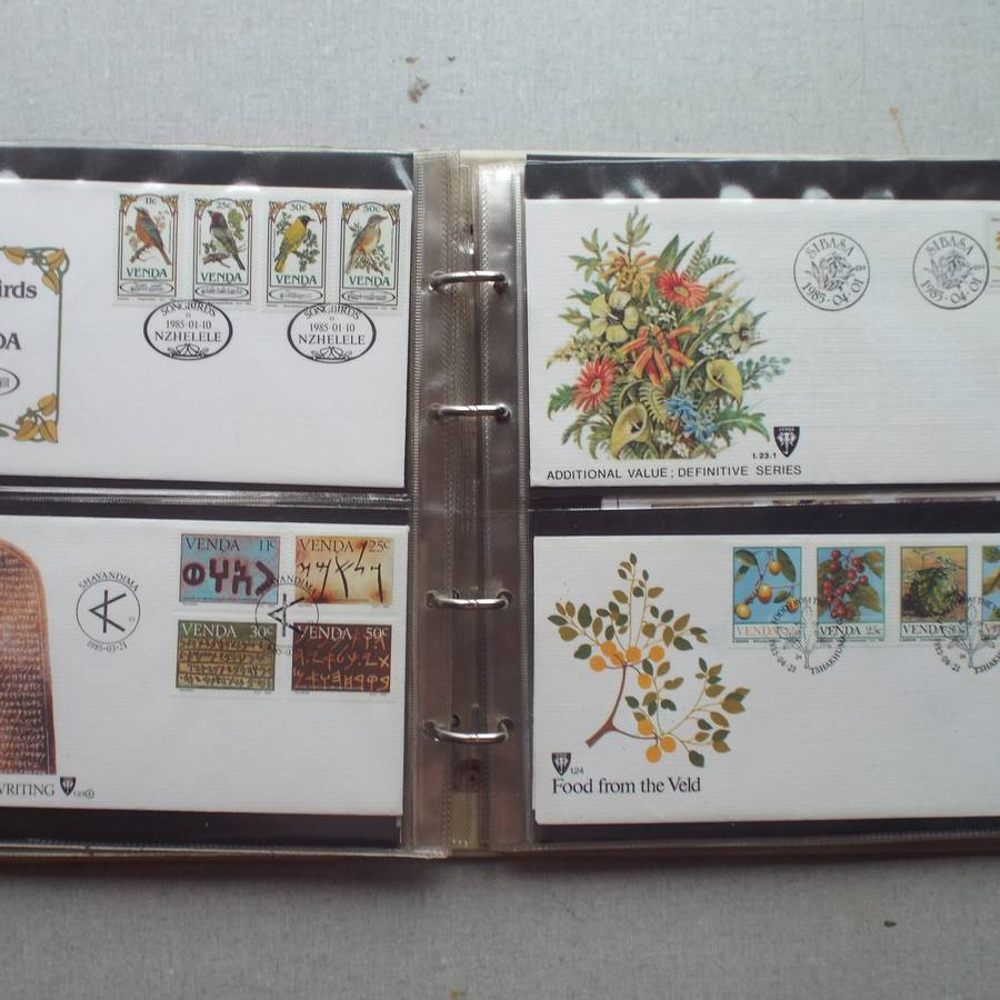 FDC Album - 20 Double-sided Album Pages - Includes Venda FDC's, Collectors Cards