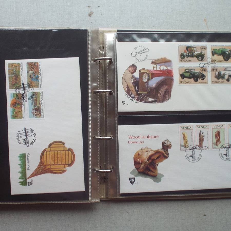 FDC Album - 20 Double-sided Album Pages - Includes Venda FDC's, Collectors Cards
