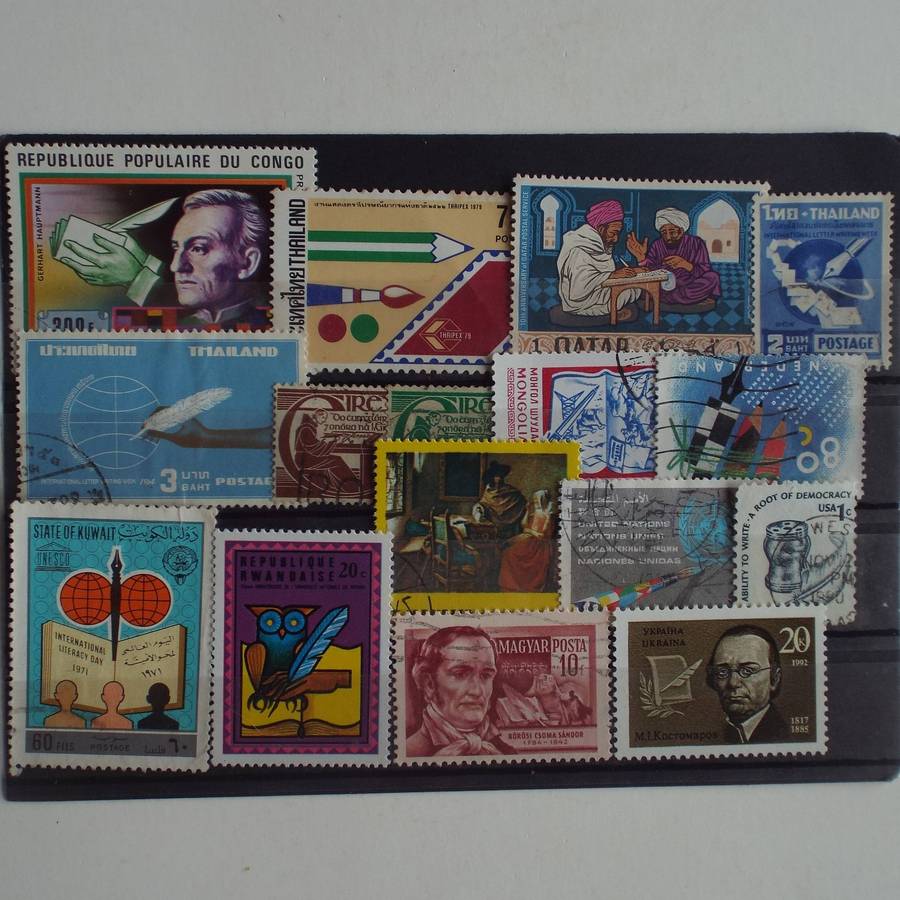 Thematics - The Art of Writing - 16 stamps - Mixed World - no duplication