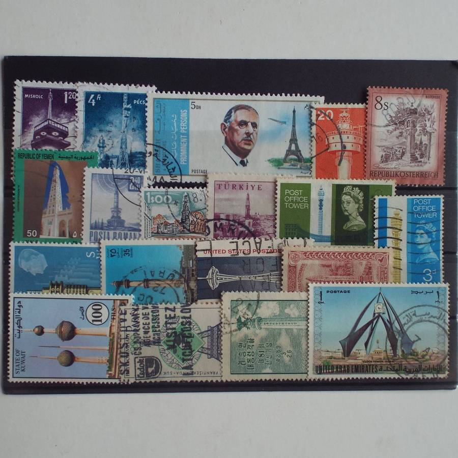 Thematics - Famous Landmarks - 19 stamps - Mixed World - no duplication