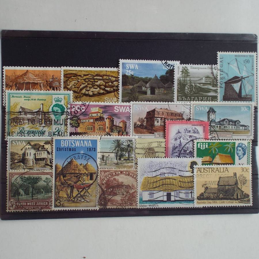 Thematics - Houses - 19 stamps - Mixed World - no duplication