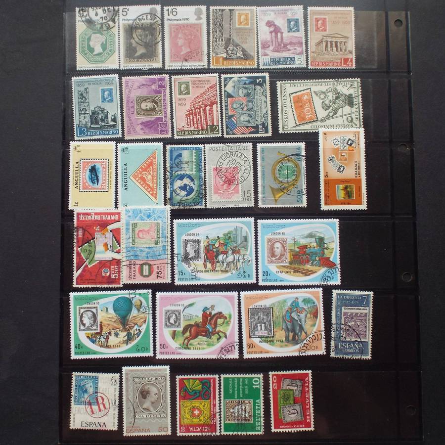 Thematics - Stamps on Stamps - 106 stamps - Mixed World - no duplication